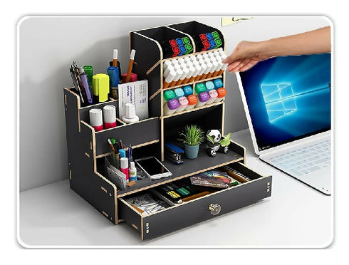 Compartments wood multi function organizer